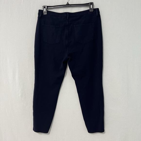 Talbots 14P Navy Blue Ponte Knit Pants Stretch Slimming High Waist Jegging Ankle - Picture 5 of 9